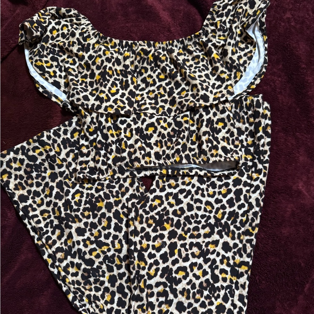 Women Feathers brand leopard 2 piece set.